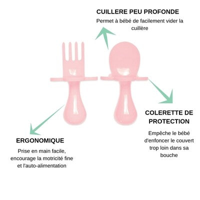 Couverts ergonomiques - Rose clair