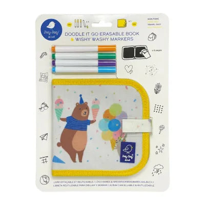 Mini-Malbuch mit 4 Wischi-Waschi-Markern – Bär