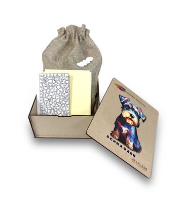 Regenbogen-Puzzle aus Holz – Schnauzer