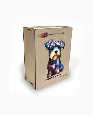 Regenbogen-Puzzle aus Holz – Schnauzer