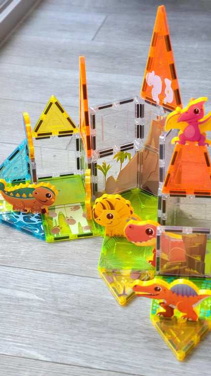Ensemble d'aventure Dino World Magnetic Tiles - 38 pièces