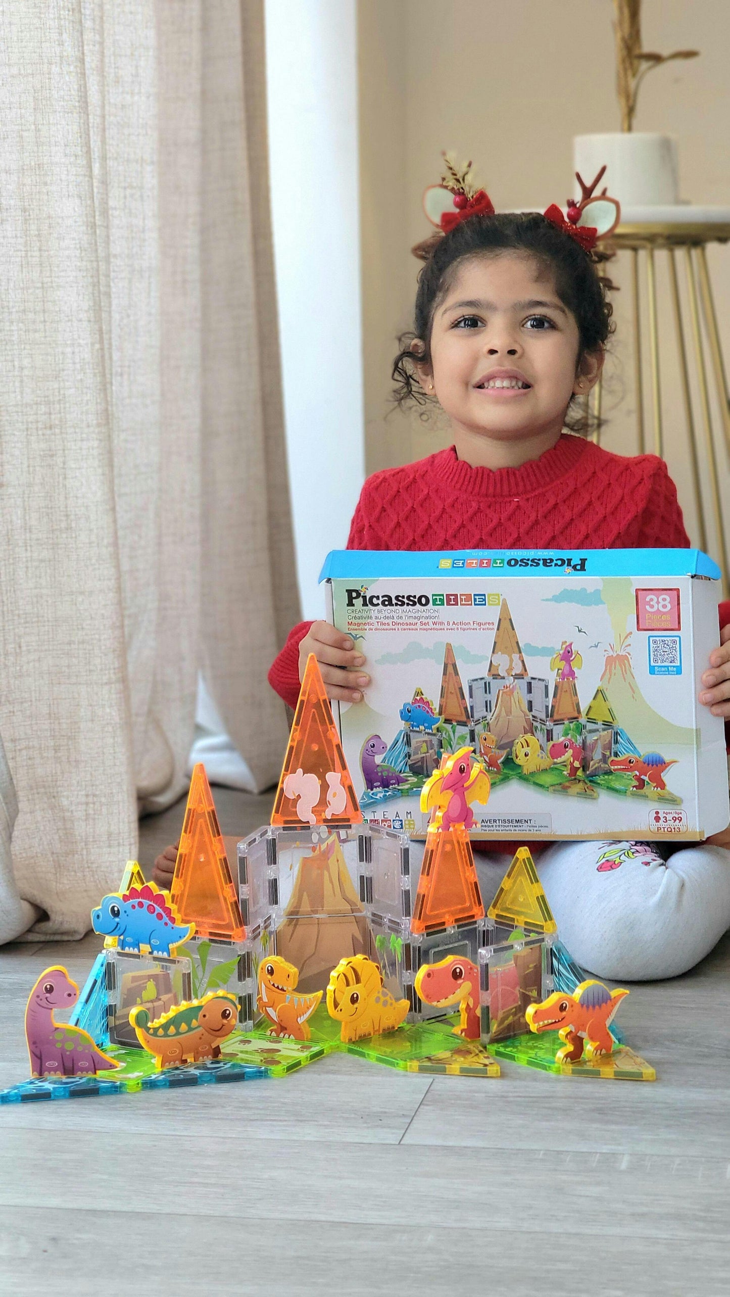 Ensemble d'aventure Dino World Magnetic Tiles - 38 pièces