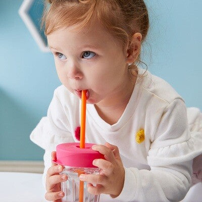 Couvercles en silicone bec souple ou paille - Strawberry