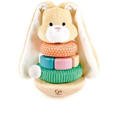 Lapin à empiler en bois et tissu