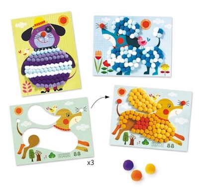 Collages de pompons - chiens