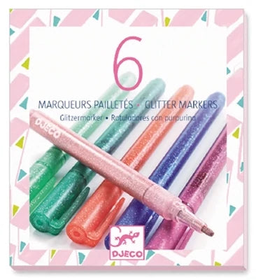 6 Marqueurs pailletés "sweet"