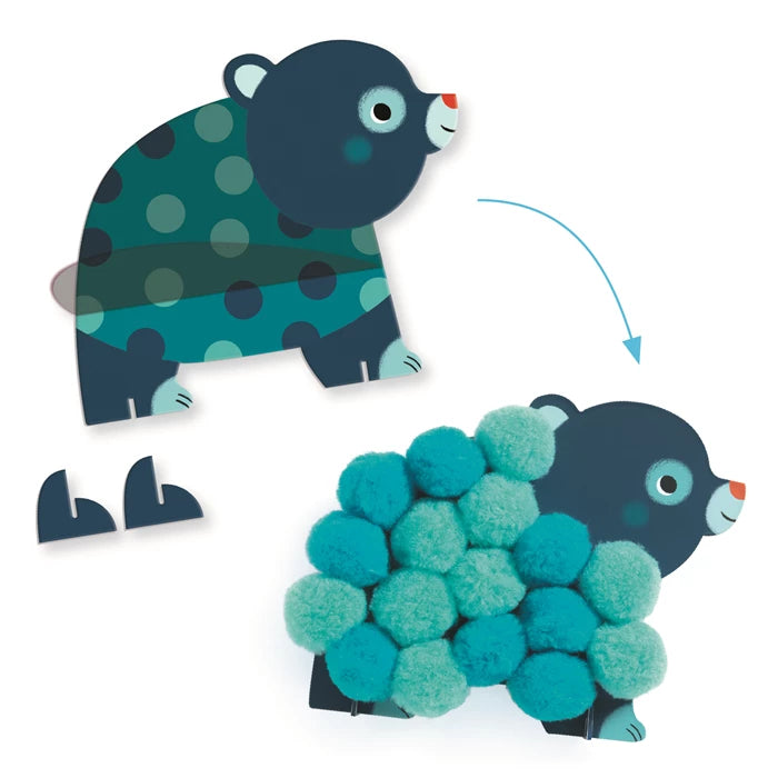 Pompon-Collage - Tiere