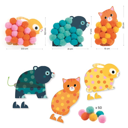 Pompon-Collage - Tiere
