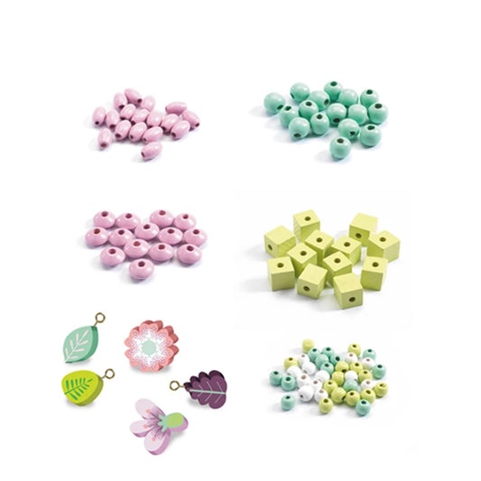 Perles en bois fleurs