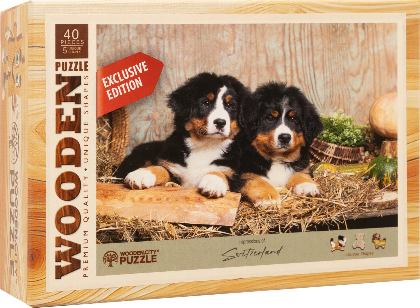 Mini-puzzle en bois Chiots 40 pcs