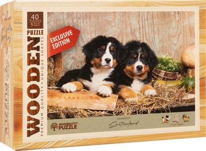 Mini-puzzle en bois Chiots 40 pcs