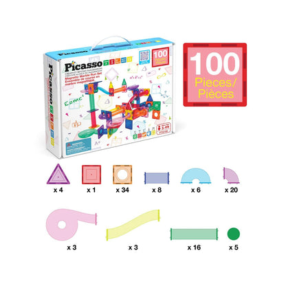 Jeu de construction magnétique avec circuit à billes