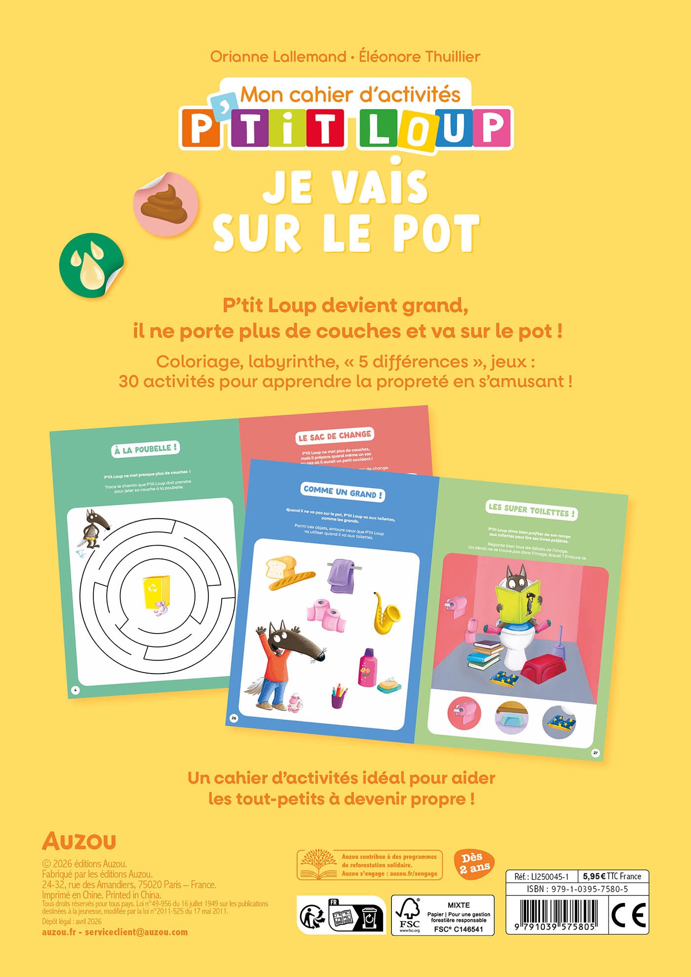 Mon Cahier D'activités P'tit Loup - Je Vais Sur Le Pot (Französische Version)