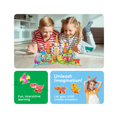 Ensemble d'aventure Dino World Magnetic Tiles - 38 pièces