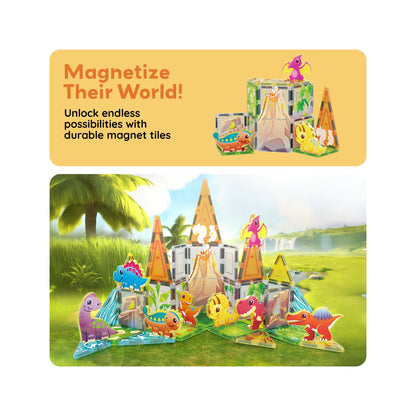 Ensemble d'aventure Dino World Magnetic Tiles - 38 pièces