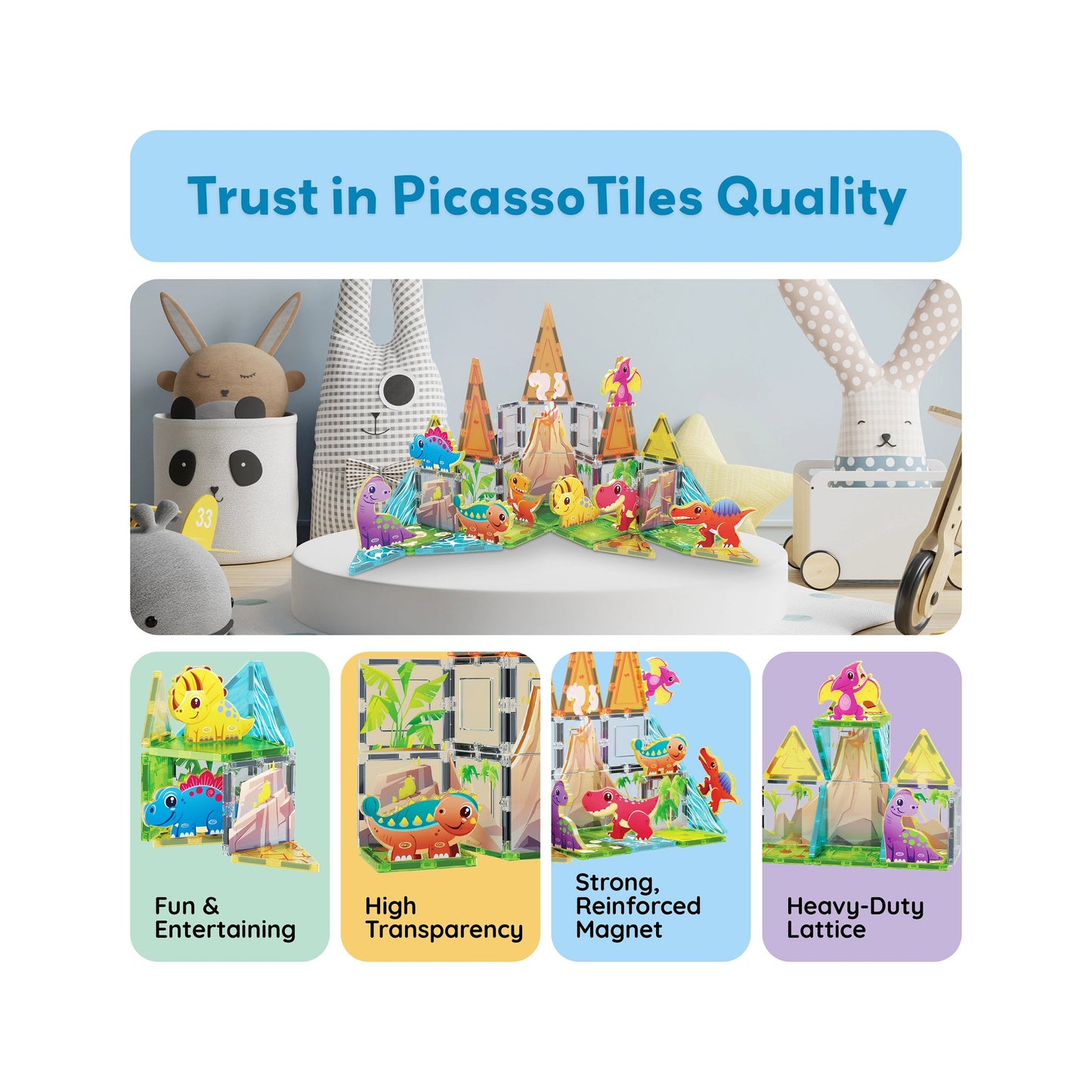 Ensemble d'aventure Dino World Magnetic Tiles - 38 pièces