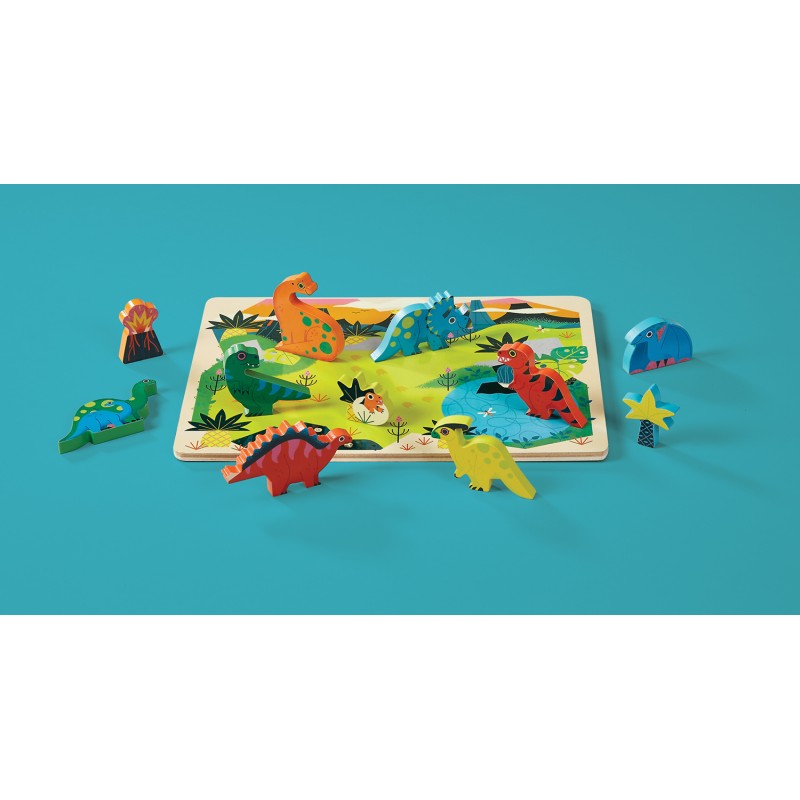 2-in-1 Holzpuzzle - Dinos
