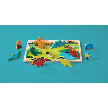 2-in-1 Holzpuzzle - Dinos